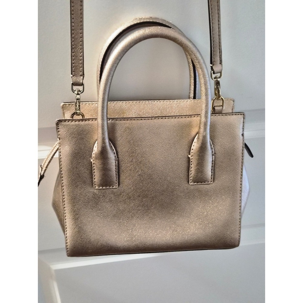 Kate Spade New York Metallic Gold Saffiano Leather Mini Satchel Crossbody Bag - Picture 8 of 14